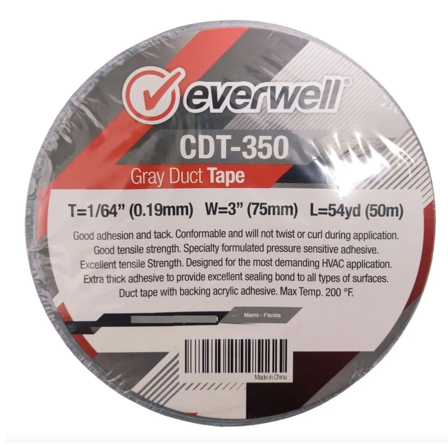 CDT-350 – Cinta ducto gris ducto 3" (75mm) x 50m