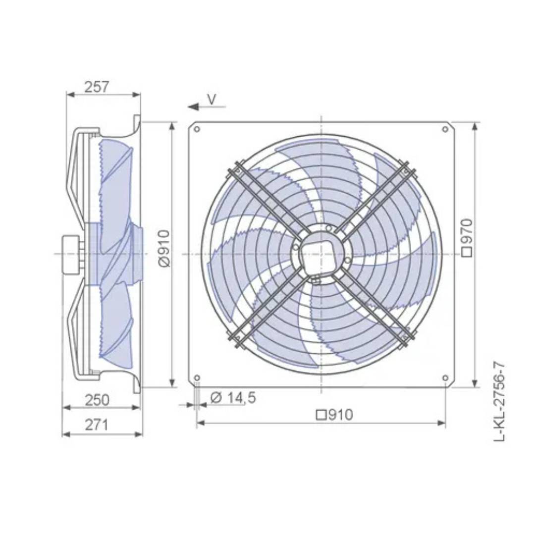 Ventilador Ziehl Abegg con Tobera 800mm 380V 50HZ FN080-SDQ.6N.V7